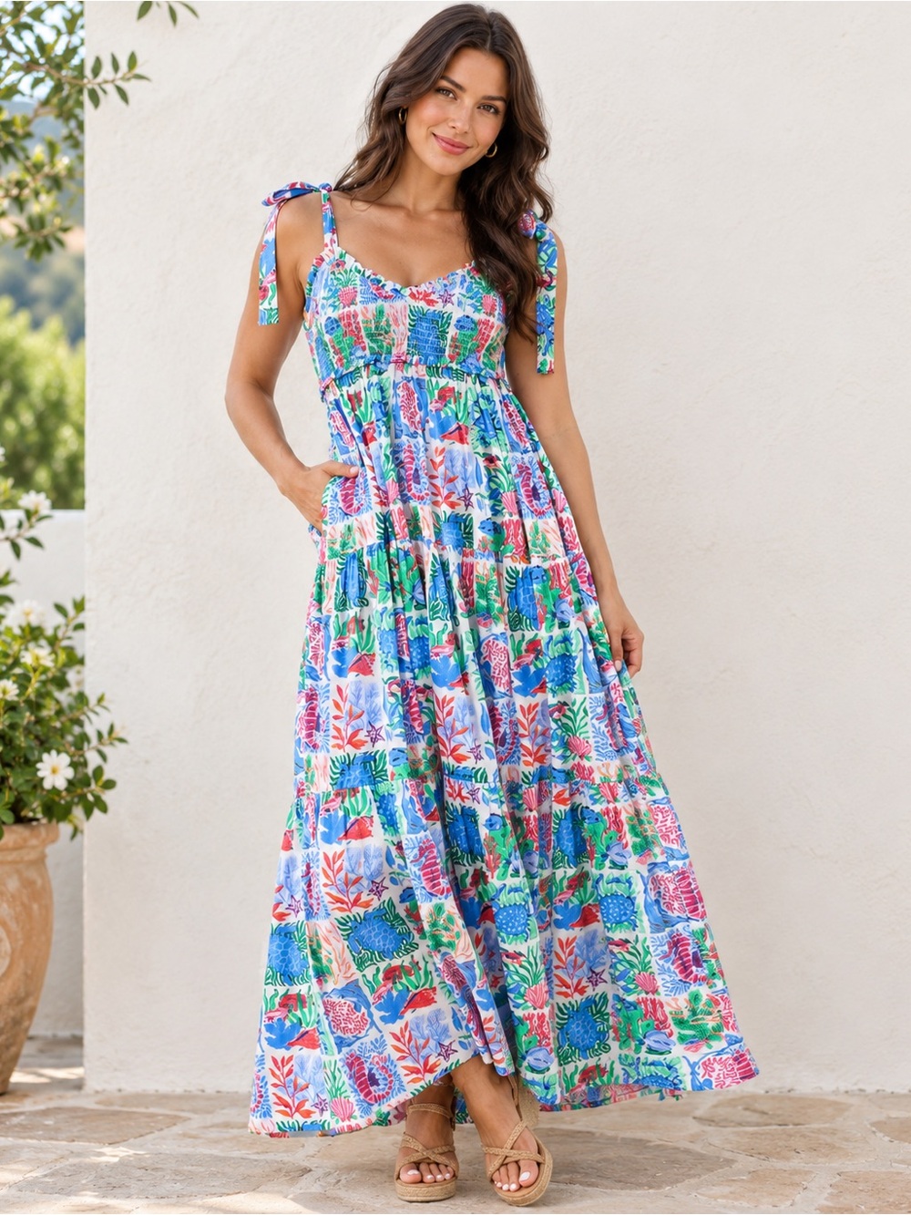 NWT Printfresh Stained Glass Sea Siren Maxi Dress Size 2X